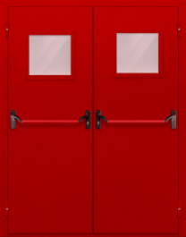 Фото двери «Двупольная со стеклопакетом и антипаникой (красная)» в Самаре