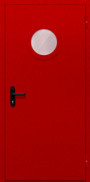 Фото двери «Однопольная с круглым стеклом (красная)» в Самаре