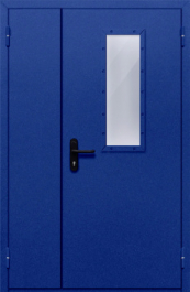 Фото двери «Полуторная со стеклом (синяя)» в Самаре
