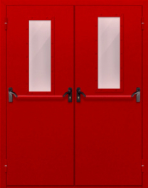 Фото двери «Двупольная с стеклом и антипаникой (красная)» в Самаре