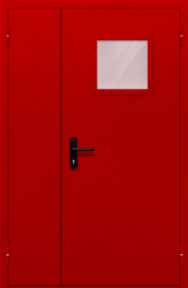 Фото двери «Полуторная со стеклопакетом (красная)» в Самаре