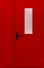 Фото двери «Полуторная со стеклом (красная)» в Самаре