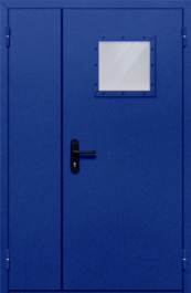 Фото двери «Полуторная со стеклопакетом (синяя)» в Самаре